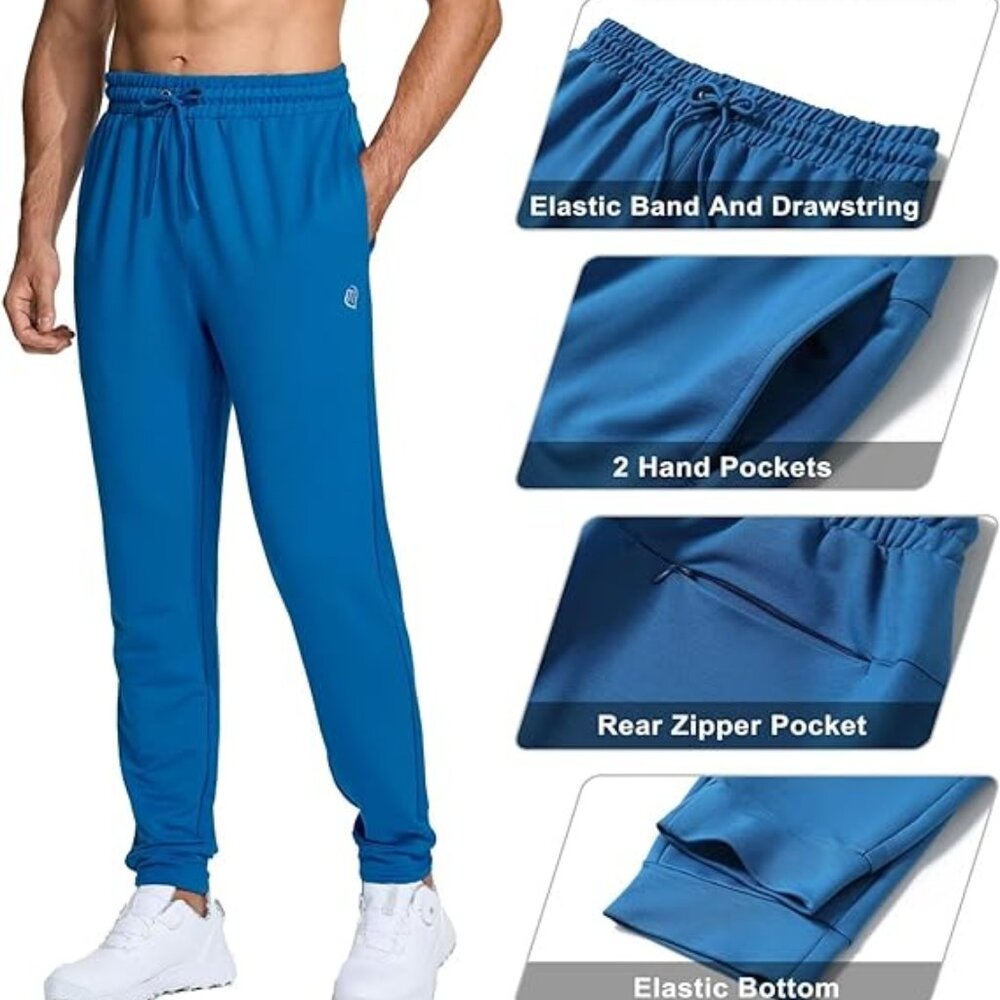 VEBOON Men Running Track Pant Gym Workout Pants Tapered Drawstring Jogge…